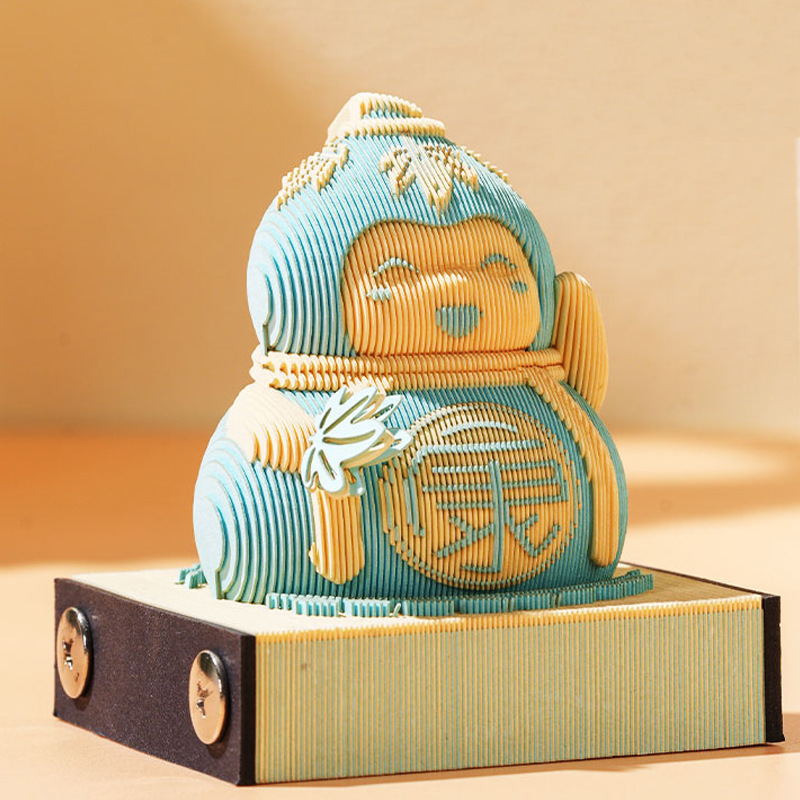 3D纸雕康娃立体便签本艺术品台日历可手撕高颜值便利贴可爱国风