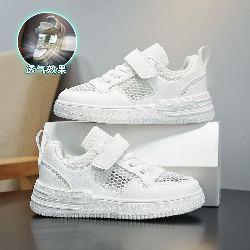 ABCkings儿童小白鞋春夏季男童网面透气运动鞋儿童板鞋女孩单网鞋