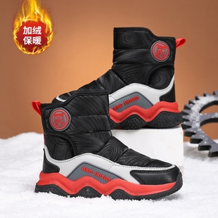 ABC SHIELD男童雪地靴冬季防寒防水加绒儿童大棉靴女童防滑高筒靴