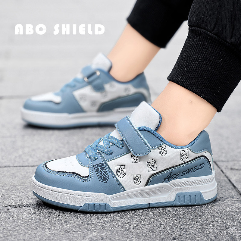 ABC SHIELD男童低帮板鞋春秋款皮面防水儿童高帮运动鞋休闲百搭鞋