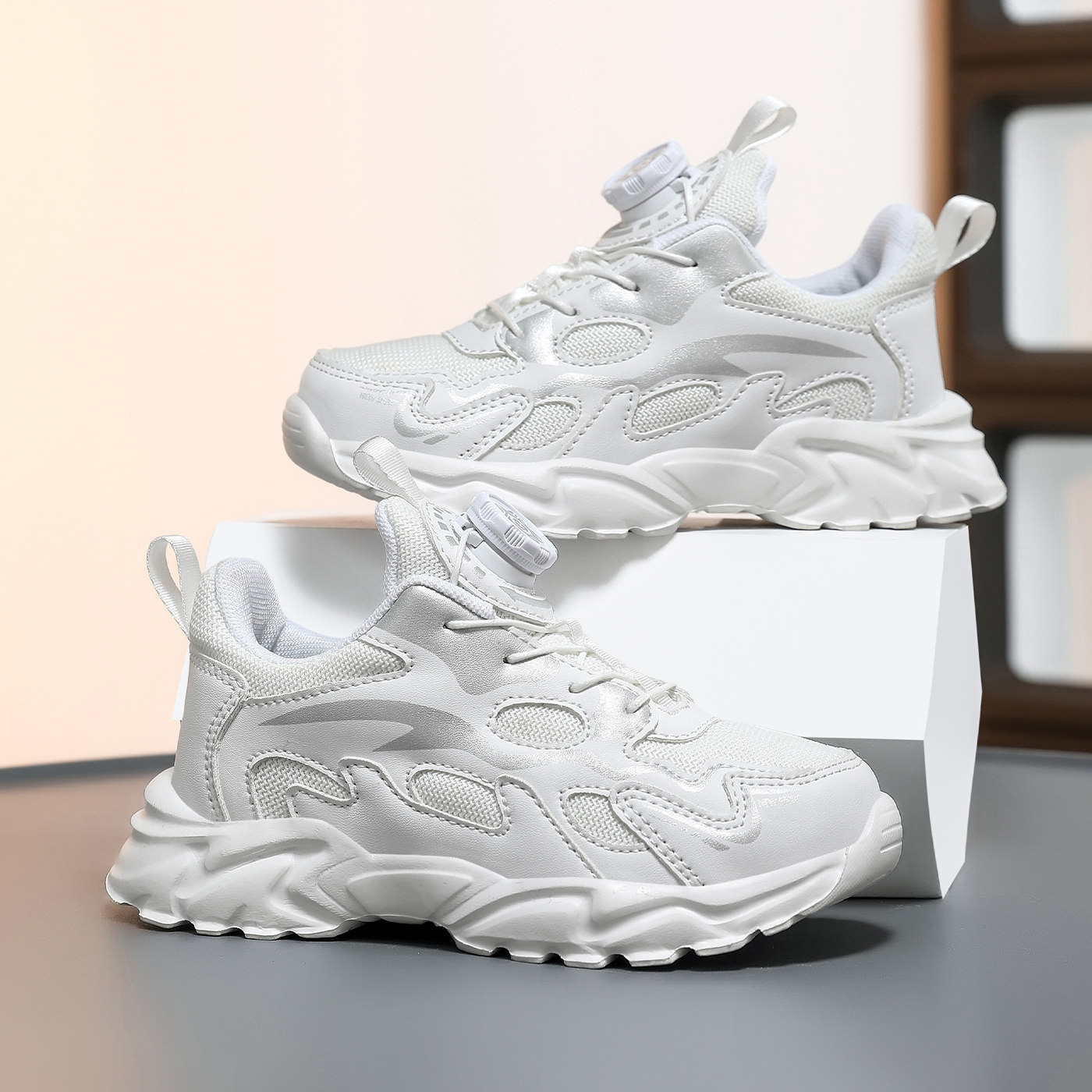 ABC SHIELD儿童白色运动鞋春秋新款男童网鞋中大童软底女孩小白鞋