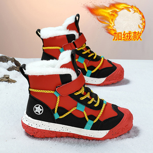 ABC SHIELD儿童红色雪地靴男童大棉鞋加厚保暖棉靴女孩加绒户外鞋