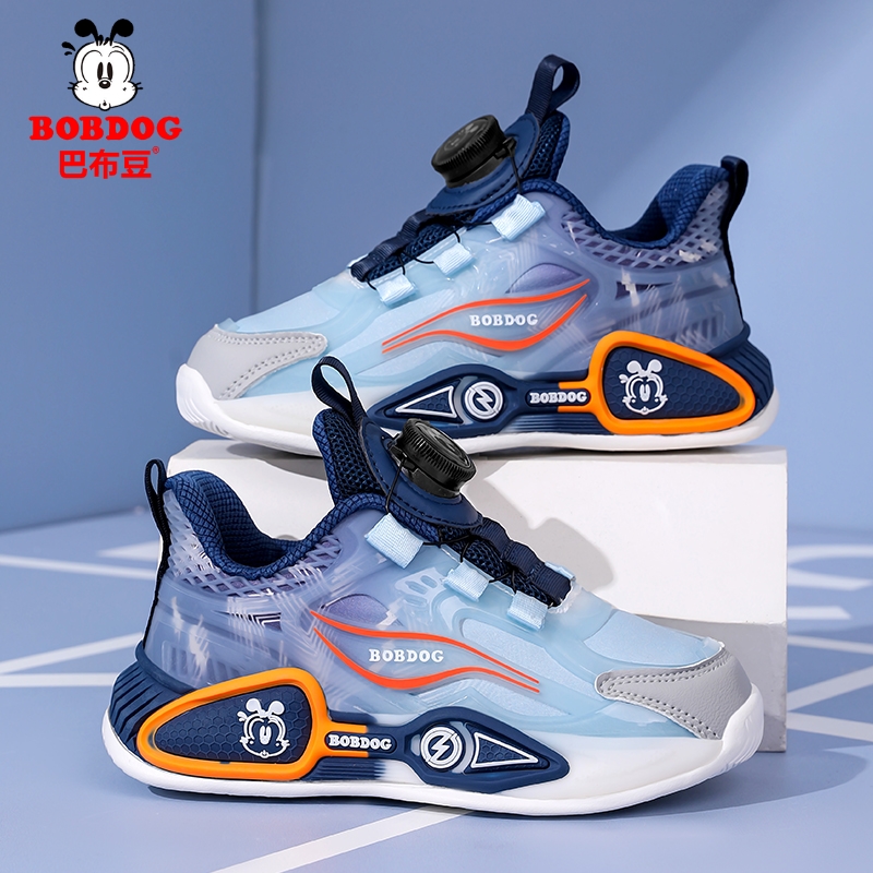 巴布豆童鞋男童鞋子春秋款儿童篮球鞋旋转扣防滑软底运动跑步鞋女