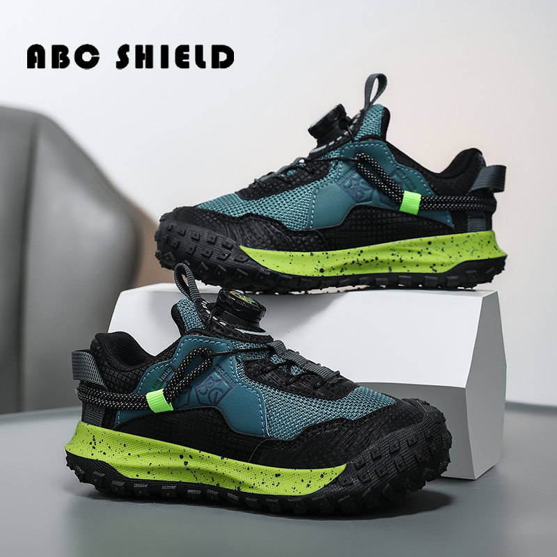 ABC SHIELD男童鞋子透气网面儿童运动鞋旋转扣中大童男孩防臭跑鞋