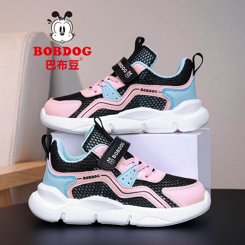 巴布豆女童鞋子春夏款2026新款透气单网镂空小学生防臭儿童运动鞋