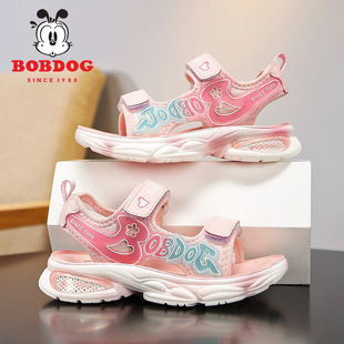 巴布豆女童运动凉鞋2026新款夏季儿童公主鞋软底防滑露趾沙滩凉鞋