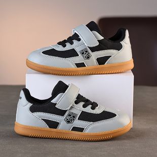 ABC SHIELD儿童运动鞋男女童春秋款休闲德训鞋魔术贴拼色低帮板鞋