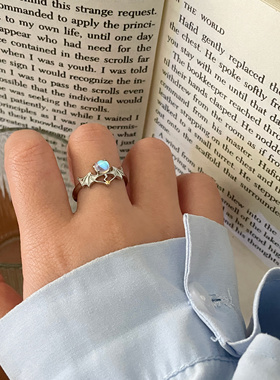 乔治姐姐/天使恶魔翅膀戒指ins小众设计高级感开口戒月光石食指戒