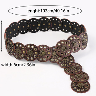 新款y2k辣妹千禧欧美风街头复古个性气眼宽腰带配饰裙子夸张腰封