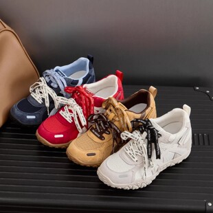 女鞋 阿甘鞋 2026春季 网面厚底透气休闲运动鞋 新款 7CM内增高德训鞋