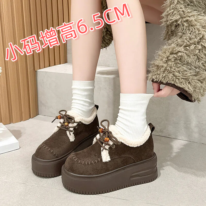 6.5cm羊皮厚底勃肯鞋小码