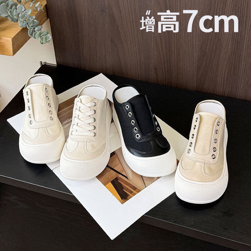 7cm厚底内增高包头半拖鞋