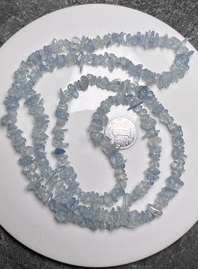 天然海蓝宝随形碎石半成品diy手链项链耳环配饰颗粒4-7mm长度80cm