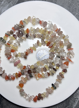 天然彩发水晶随形碎石半成品diy手链项链配饰颗粒5-8mm长度80cm