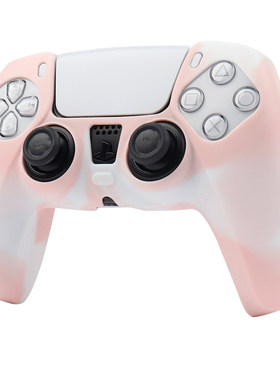 新款PS5ps4手柄保护套 软硅胶防滑PlayStation5 粉色迷彩手柄套