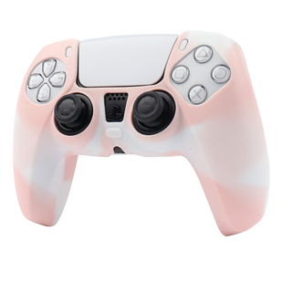 新款PS5ps4手柄保护套 软硅胶防滑PlayStation5 粉色迷彩手柄套