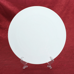 12英寸进餐盘 纯平盘子 平板盘纯白色骨瓷西餐盘糕点盘陶瓷透明
