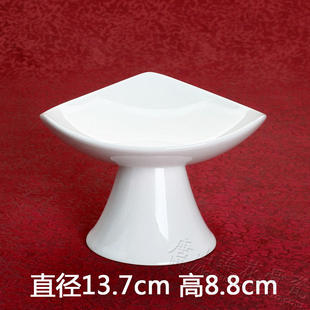 高脚海派5.5英寸三角碗 高档骨瓷纯白色水果盘 陶瓷果盘 异形
