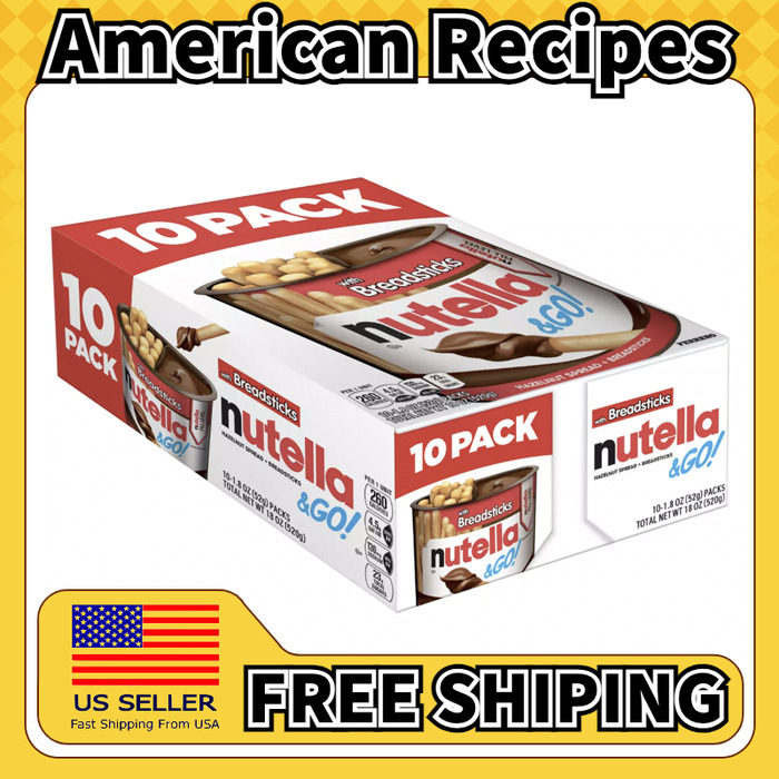 美国直邮Nutella Go 巧克力榛子酱配面包棒家庭装10个520g
