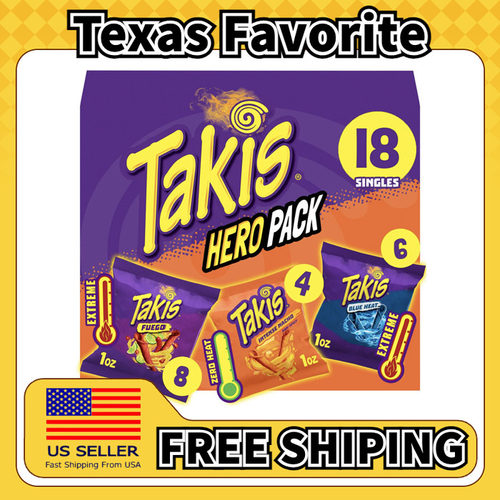 美国直邮Takis Variety Pack 酸辣辣玉米条休闲零食28g*18包