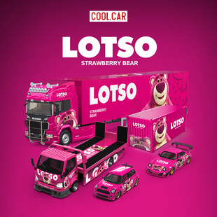 CC 1:64 保时捷964宝马MINI LOTSO草莓熊套装 仿真合金车模礼物