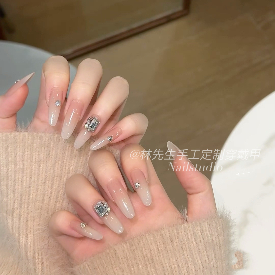 裸色渐变纯欲百搭成品假指甲