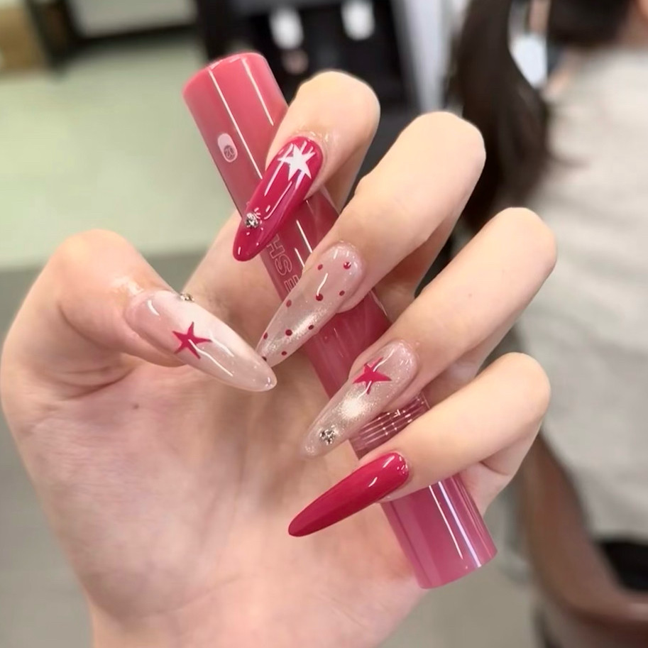 林先生高端手工穿戴甲夏季火龙果星星水光猫眼绝美高级感成品美甲,彩妆/香水/美妆工具,穿戴甲/甲片,淘宝优惠券,粉丝福利购,淘宝优惠卷