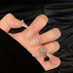 林先生穿戴甲高级感新款 渐变珍珠长款 手工成品假指甲 浮生若梦