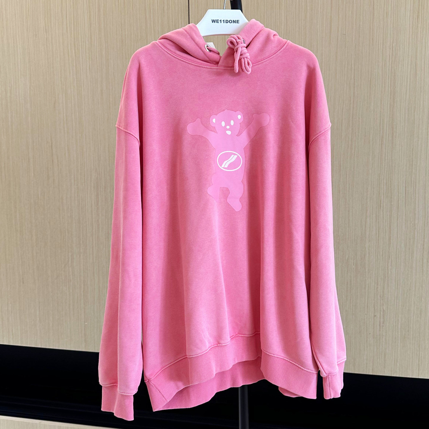 WE11卡通小熊印花连帽加绒卫衣潮