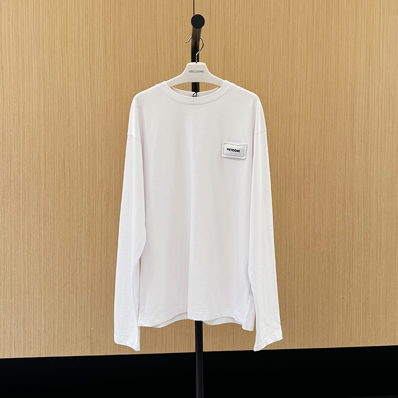 we11doneshark黄景瑜同款胸前立体枕头字母LOGO刺绣简约长袖T恤潮