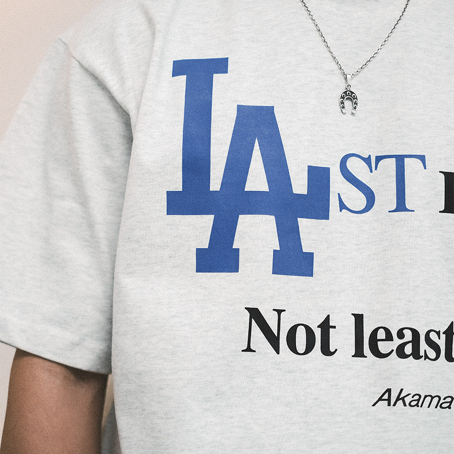 AKAMA 320克重磅纯棉双纱小领口美式印花短袖T恤