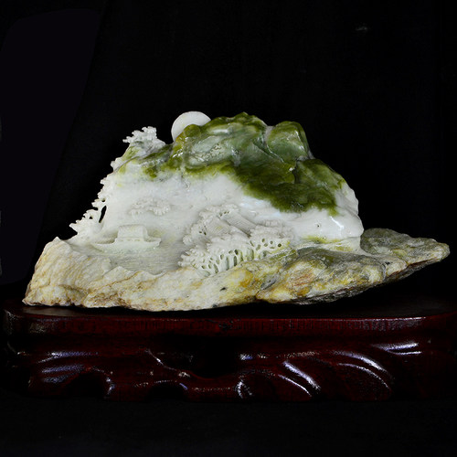 蓝田玉山水摆件家运兴盛