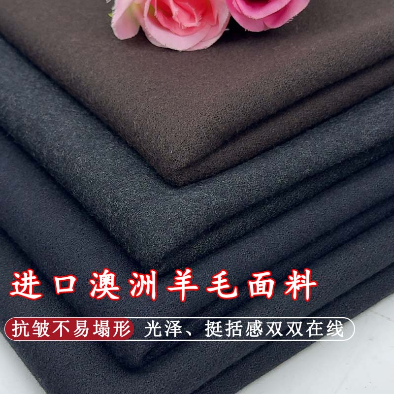秋冬澳洲进口羊毛绉纱肌理感高档小众设计师奢华手工大衣外套面料