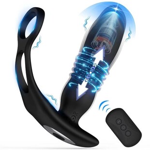 Male Thrusting Prostate Massager Remote Control Telescopic