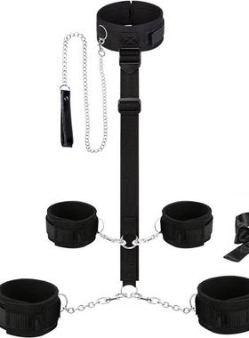 Reverse Handcuffs Leash Blindfold SM Set