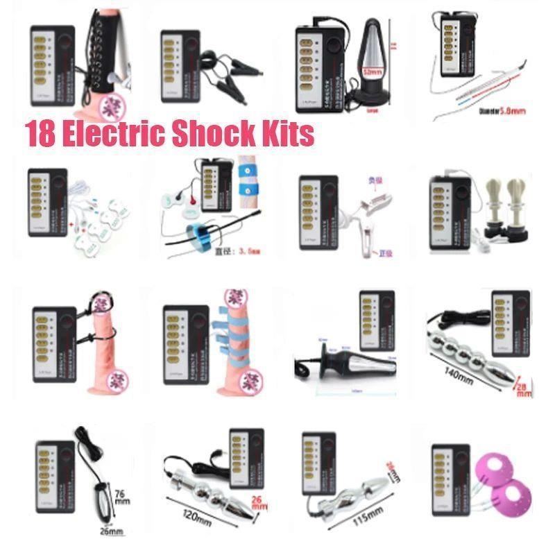18 ModelsTaser Penis Ring Electric Shock Anal Vagina Plug El