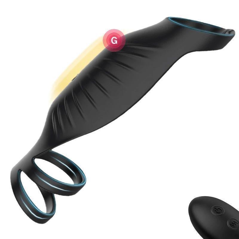 Vibrating Triple Cock Ring Penis Ring Couple Vibrator 9 Vibr