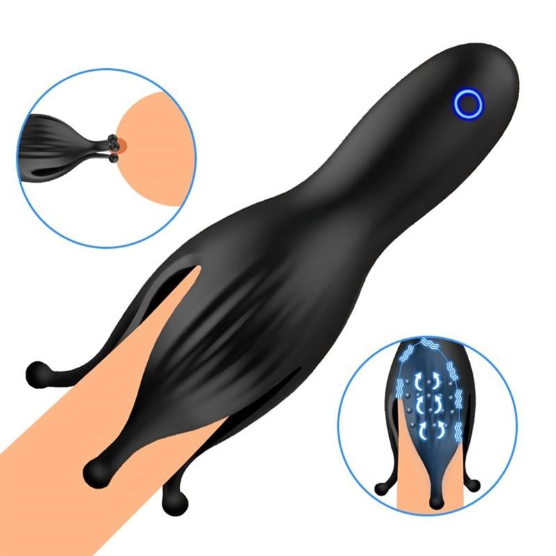 Male Masturbator Penis Vibrator Delay Trainer Stimulate Glan