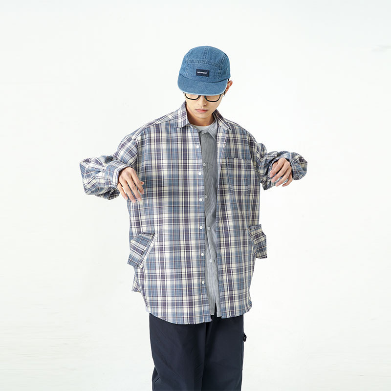 南夏乔装2025春季cityboy宽松阔版多口袋休闲衬衣日潮复古衬衫男,男装衬衫,电商S006（B521）