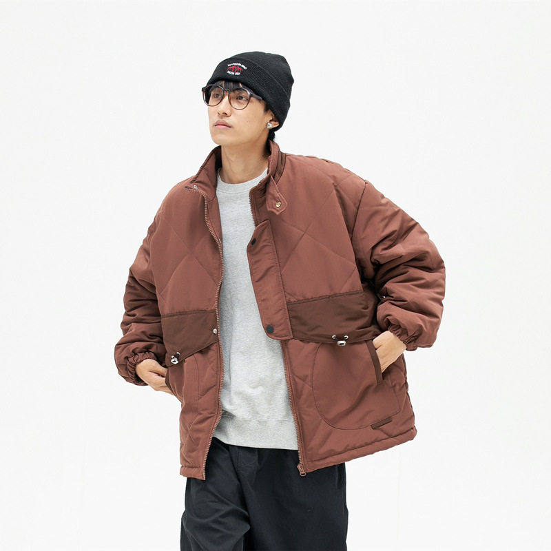 南夏乔装冬季新款立领棉衣男外套日系潮流宽松拼色口袋休闲棉服,男装棉衣,电商S006（B521）