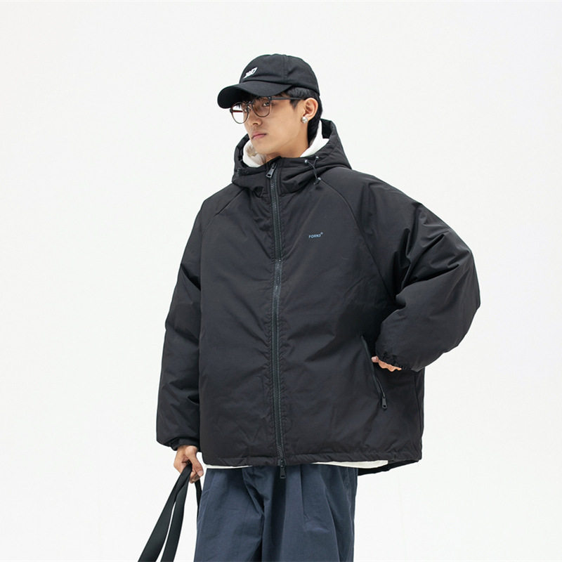南夏乔装日潮宽松阔版连帽棉衣男休闲外套冬款加厚纯色简约棉服,男装棉衣,电商S006（B521）