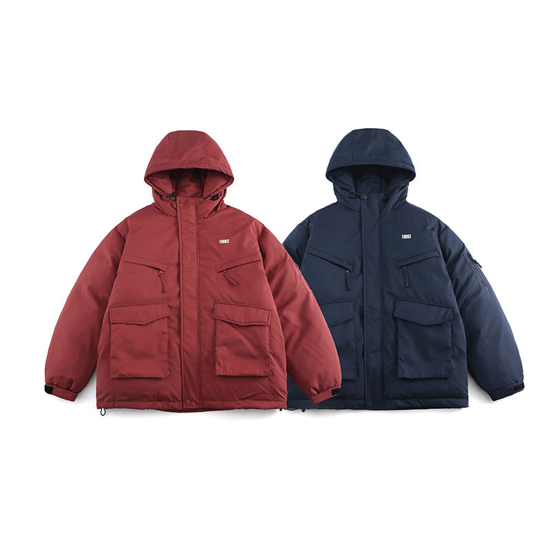 南夏乔装2025冬季新款纯色抽绳连帽工装棉衣日潮宽松大口袋棉服男,男装棉衣,电商S006（B521）