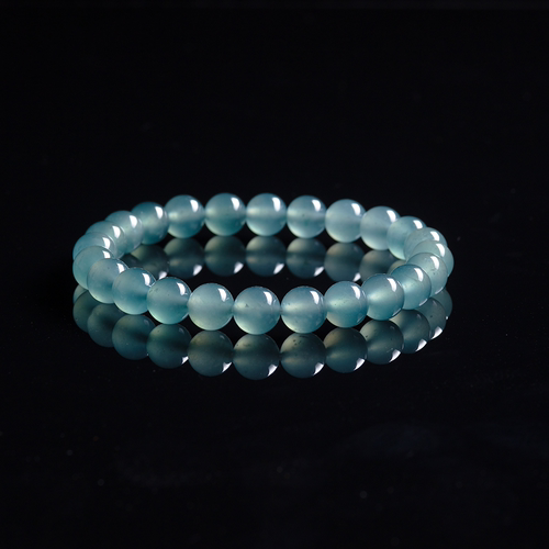 HERS JADE/翠佛堂天然翡翠危料蓝湖手链手串 8mm