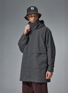 Glowing Box CORDURA®潮牌工装连帽风衣宽松中长款外套男