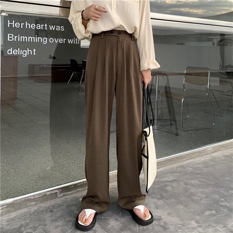 Real shot real price show thin floor dragging suit pants straight tube loose drape casual wide leg pants