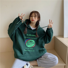 Real shot real price BF style loose Hooded Hoodie with lettering and plush sweater