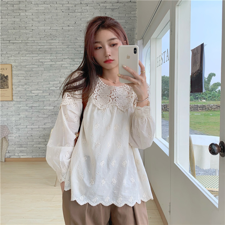 Real price cut-out Crochet embroidery design for niche Long Sleeve Shirt