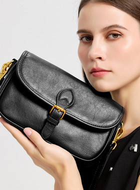 真皮气质单肩斜搭通勤包包2025秋冬新款手提包头层树膏牛皮信封包