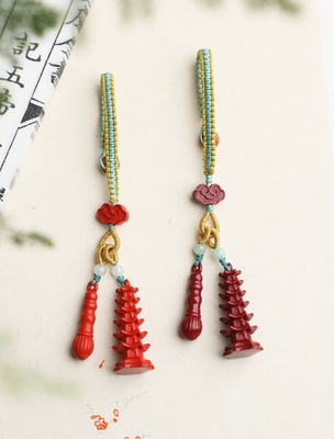 保真天然高含量朱砂文昌塔文昌笔钥匙扣财财yun