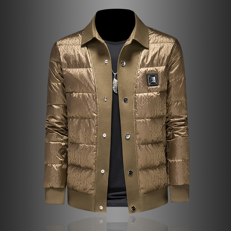 2370莉莉家羽绒服翻领夹克式针织羽绒外套P295，男装羽绒服，电商D207